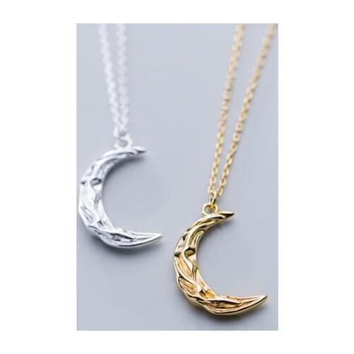 1pc Punk Womens 100% real. Silver 925 Fine Jewelry Braid Crescent Moon Pendants Necklace Gift GTLX1887
