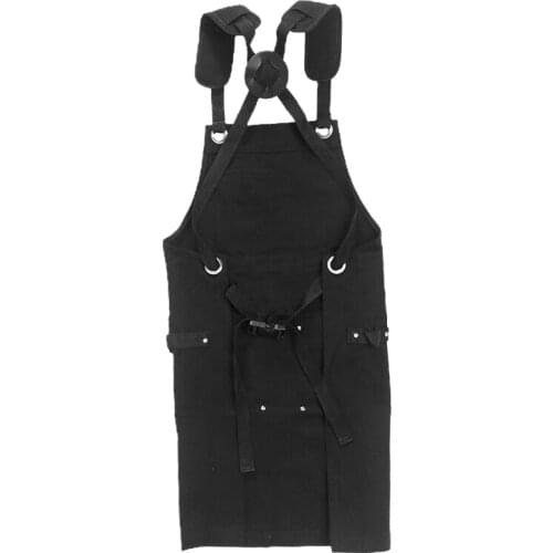 Canvas Adjustable Work Apron with Tools Utility Pockets Cross Strap for Workshop