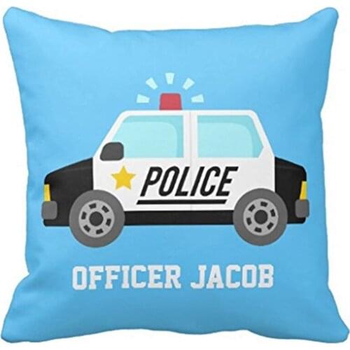 Classic Police Car With Siren For Boys Room Pillow Case 18x 18Inches