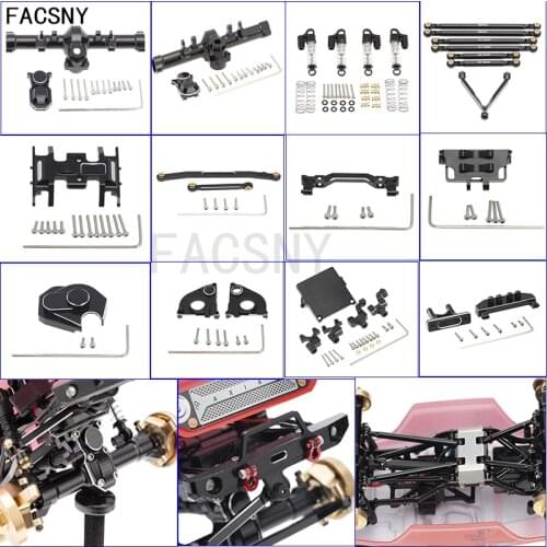 Aluminum Alloy Shock Absorber Bumper Axle Housing Steering Link Chassis Set for 1/24 RC Crawler Axial SCX24 AXI90081 Upgrade