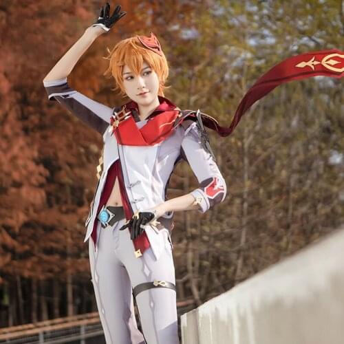 Game Genshin Impact Tartaglia Cosplay Costume Top Pants Gloves Set Project Anime Accessories Outfit Halloween Carnival Uniform
