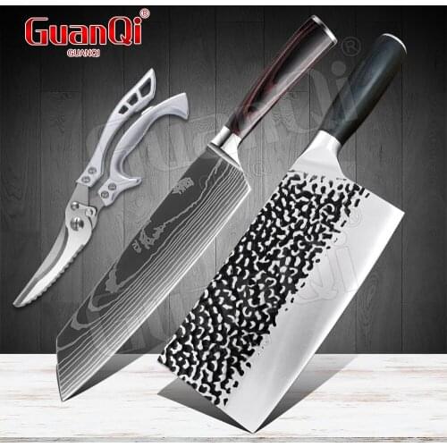 High Carbon Wood Handle Kitchen Knives Razor Sharp Chef Slicing Chopping Knife Cleaver Butcher Knife Handmade Forged Chef Knife