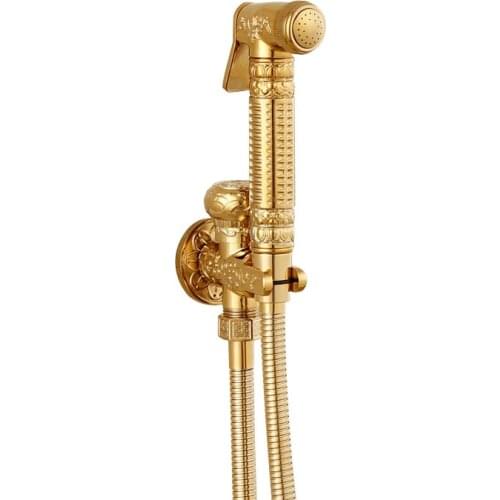 Solid Brass Gold Finish Brass Toilet Sprayer/Toilet Gun Set Bathroom Bidet Faucet Set Bathroom Shower Faucet Set Handle Faucet