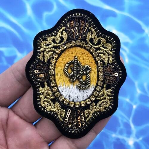 Metal letters Embroidered Patch Brooch Handmade Embroidered Badge Fabric Patch Fashion Clothing DIY Craft Supply