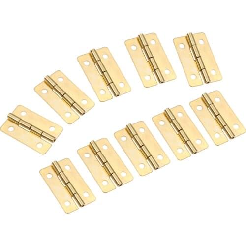 10pcs/set 30*21mm Flat Hinges + 40 screws Mini 4 Hole Hinge Golden Fillet Stainless Steel Furniture Jewelry Wine Wood Box Decor
