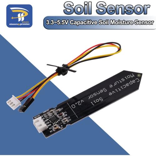 Capacitive Soil Moisture Sensor Module Not Easy to Corrode Wide Voltage Wire 3.3~5.5V Corrosion Resistant W/ Gravity for Arduino