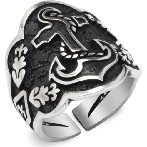 Sea Anchor Pattern Archer (Thumb Ring In Traditional) silver ring