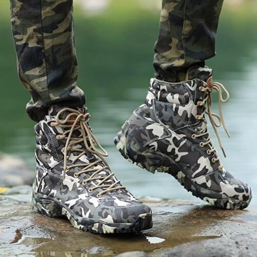 Mens boots Tactical Combat Military Camouflage Boots Waterproof Non-slip Outdoor Camping Trekking Male Desert boots K4-87