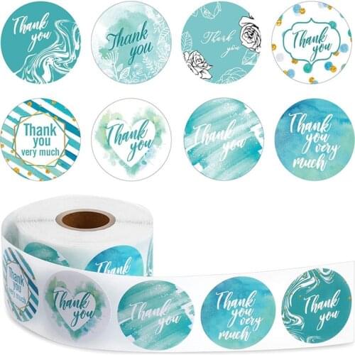 500pcs 2.5/3.8 Cm Thanks You Sealing Sticker Label Diy Diary Decor Fresh Blue Envelope Stickers Packaging Gift Planner Stickers