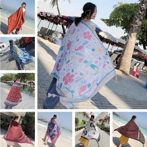 NEW Thicken 100x180cm Twill cotton Pareo Summer Cover-Ups Rectangle Wrap Scarf Swimsuit Bikini Cover Up Autumn Beach Sarong Mats