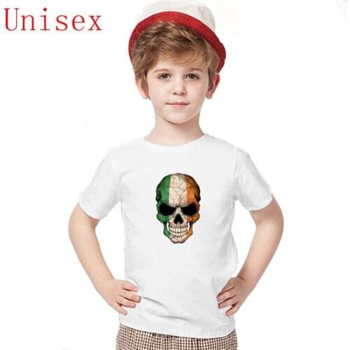 New Design Irish Flag Skull T Shirt Children T shirts High Quality kids Tops Cotton Tees boys clothes 8 years girls T Shirts