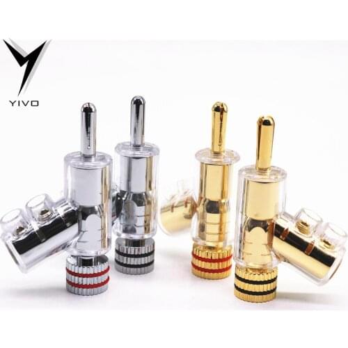 8pcs Hi-end YIVO Brass Copper Plated Gold or Rhodium Gun-type Audio Video Speaker Adapter 6mm banana connector