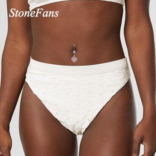 Stonefans Sexy Belly Button Piercing Ring Wholesale Jewelry for Women Girls Fashion Crystal Zircon Heart Navel Nail Body Jewelry