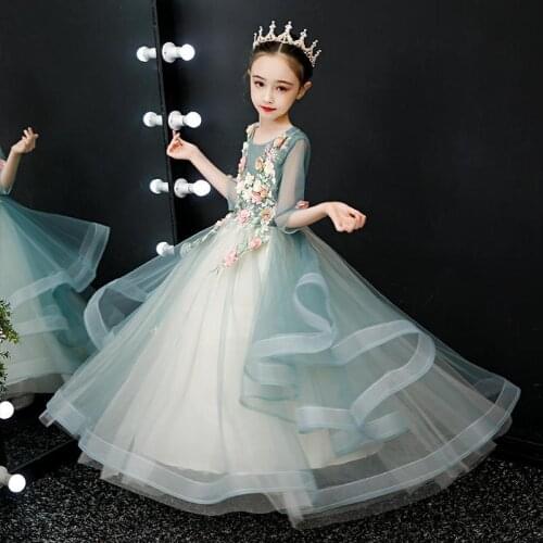Flower Girls Dress Princess Girls Wedding Dress Girls Party Dress Clothing Ball Gown Kids Christmas Dress for 4-12 years