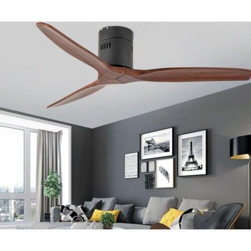 52" ceiling fan without lamp with remote control modern indoor solid wooded roof decorate fans for home 110-240Vac motor fan