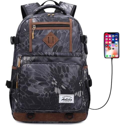 Fashion mens backpack vintage canvas backpack usb school bag mens travel bags large capacity travel 15.6 inch laptop bagpack