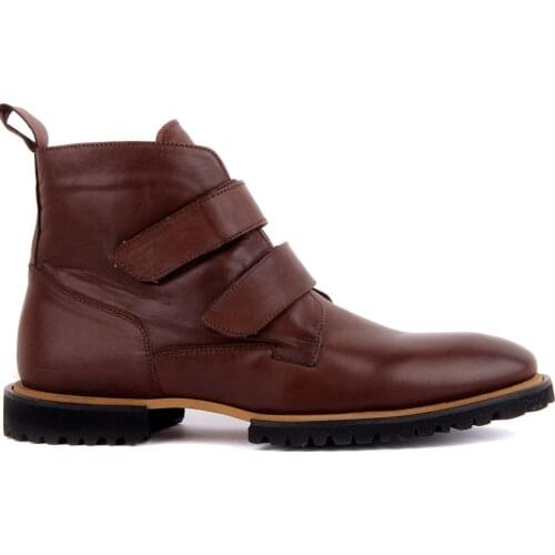 Sail Lakers-Brown Genuine Leather Velcro Men Boots шнурки Lace-up Autumn Winter Men Boots Ankle Boots Men Shoes Motorcycle Boot Classic Work Safty Shoes zapatos de hombre