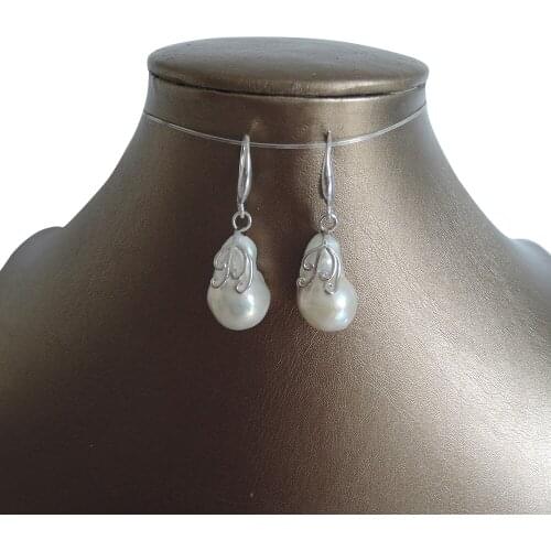 100% nature freshwater pearl earring with 925 silver hook -- AA baroque Pearl,15-25 mm big baroque pearl earring