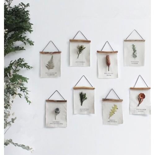 Nordic Ins Plant Wood Wall Hanging Tapestry Vintage Small Flower Blanket Tapestry Handmade Cloth Wallpaper Home Decor