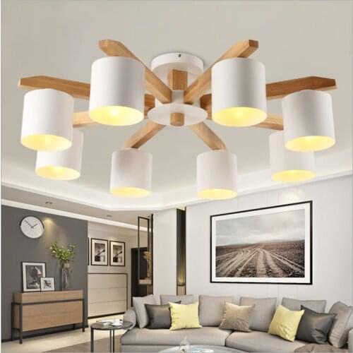 Wooden chandelier living room LED chandelier bedroom lighting ceiling light hotel LED ceiling lamp factory direct lamp light