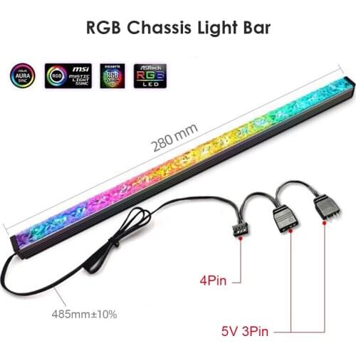 Addressable RGB LED Light Bar Lens ARGB PC Chassis Light Household Desktop PC Case Diamond Computer Safety Parts