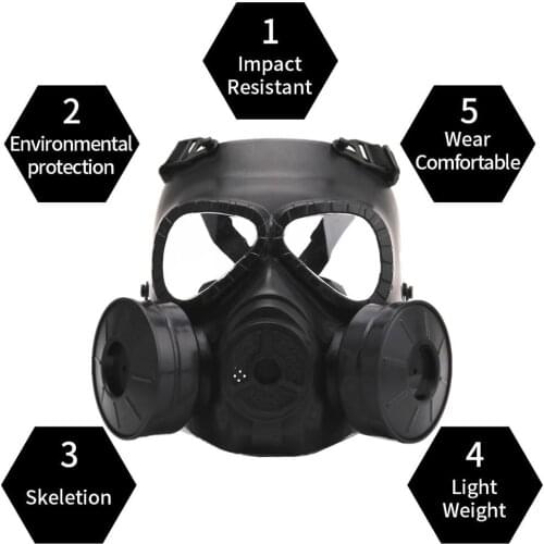 Tactical Airsoft CS outdoor Game Paintball Match Face Gas mask protective Gas Masks Respirator With Filter Exhaust Fan flow air