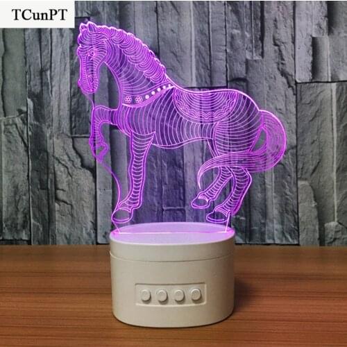 TCunPT 3D Zebra Shape Night Lights Portable Bluetooth Speaker Music Lamp 4 Color Change Horse Table Lamp Party Atmosphere USB