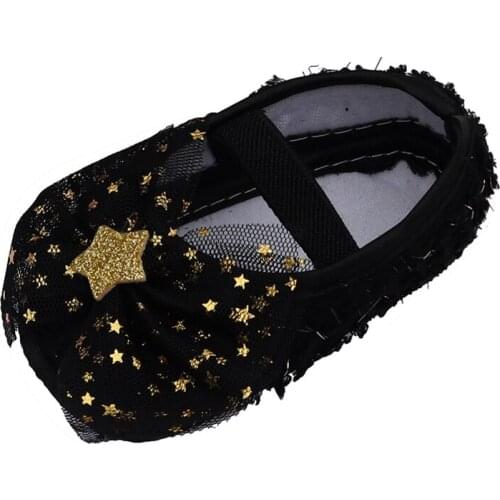 Spring Autumn Baby Girls Sweet Princess Shoes Star Net Yarn Bowknot Crib Shoes Newborn Kids Soft Sole Shoes 0-18M