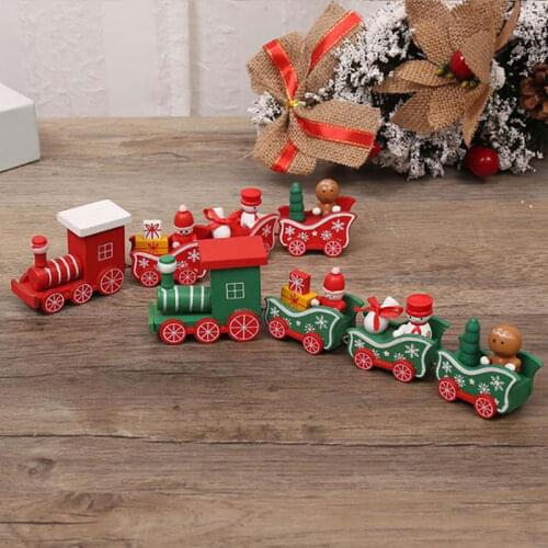 2021 New Year Wooden Christmas Train Ornament Christmas Decoration For Home Santa Claus Gift Toys Crafts Table Deco Xmas