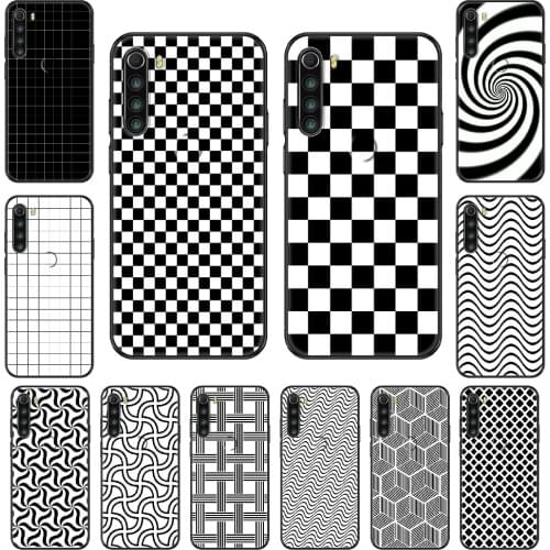 Black and White Grid Phone case For Xiaomi Redmi Note S2 4 5 6 7 8 A S X Plus Pro black fashion cell cover trend funda silicone