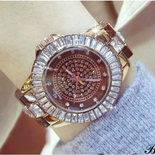 Hot Sale Famous Brand Bling Coffee Watch Women Luxury Austrian Crystal Brown Watch Shinning Diomand Rhinestone Bangle Dropship