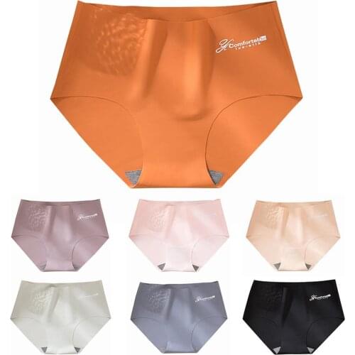 Women Seamless Stretchy Breathable Letter Print Solid Color Underwear Briefs