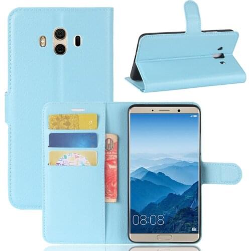 10pcs/lot Lichi wallet PU Leather stand+TPU Cover Case with card slot for Huawei Mate 10