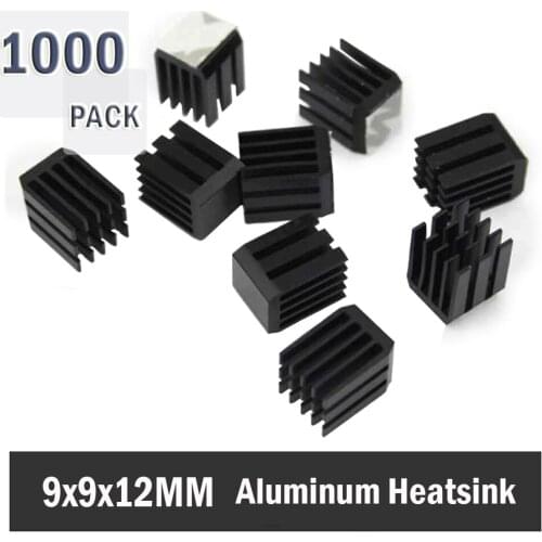 1000PCS Black 9x9x12mmAluminum Cooling RAM Radiator Heatsink Cooler Chipset Heat Sink 9mm 12mm Mini Heatisnk Fans for PI