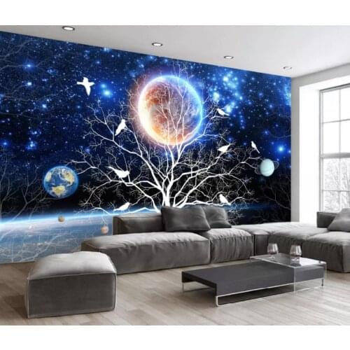 3D Wallpaper Abstract fantasy beautiful starry sky and flower TV Wallpaper 3d Mural For Living Room background wall
