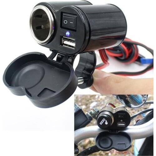 50Pcs/Lot Motorcycle Motorbike Car Boat Cigarette Lighter USB Power Charging Socket Black
