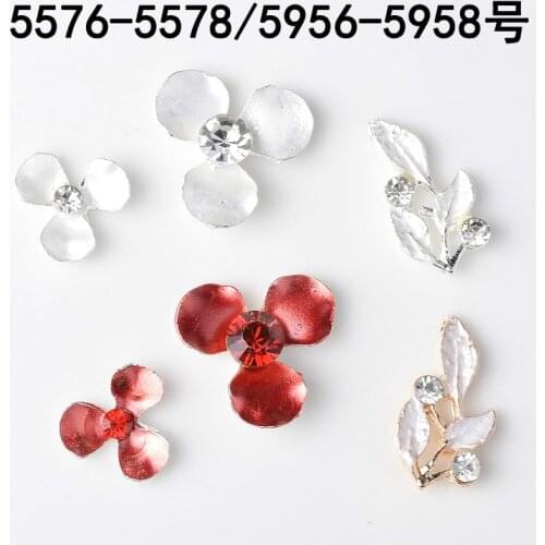 50pcs High quality Gold/silver Color Alloy Material Crystal Flower Leaf Charm For Head DIY Wedding Handmade Jewelry Making