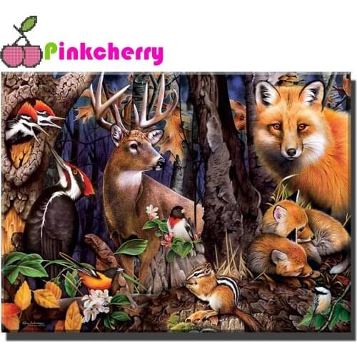 5D Diy Diamond Painting Animal Deer eagle Fox Full Square Cross Stitch Diamond Embroidery Round Drill Decor Needlework k1076