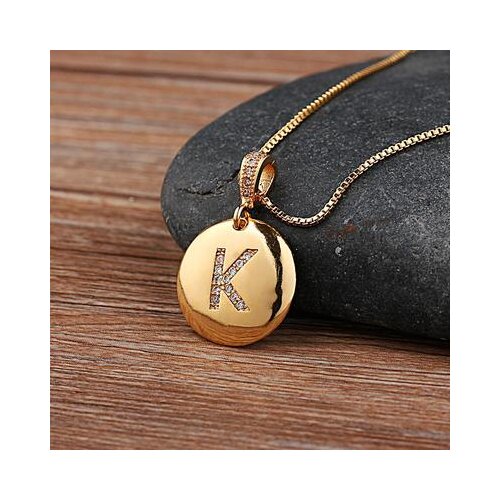 Gloss Crystal Setting 26 Letter Necklace Classic Copper Plated Zircon Pendant Necklace For Women and Men Wholesale