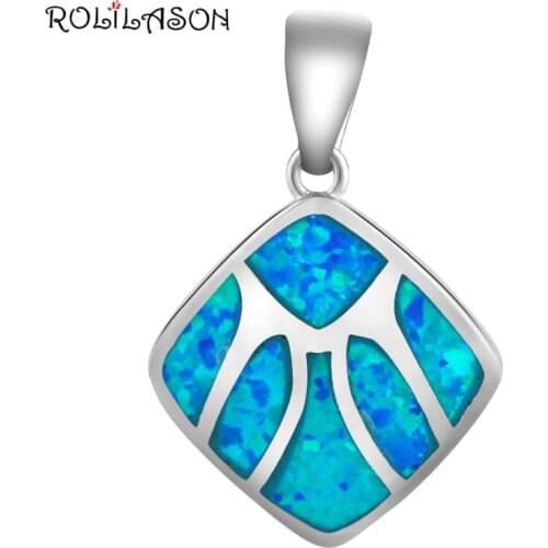 Brand Popular Pendant for women Wholesale Retail High Quality Blue Fire Opal Silver Stamped Necklace Fashion jewelry OPS540