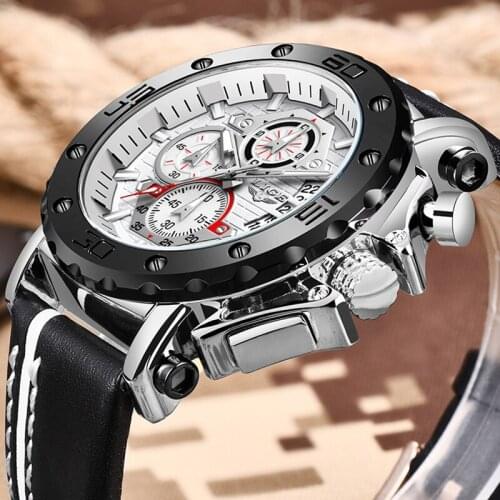 Reloj Hombre 2021 LIGE New Mens Watches Top Brand Luxury Big Dial Military Quartz Watch Leather Waterproof Sport Wrist watch Men