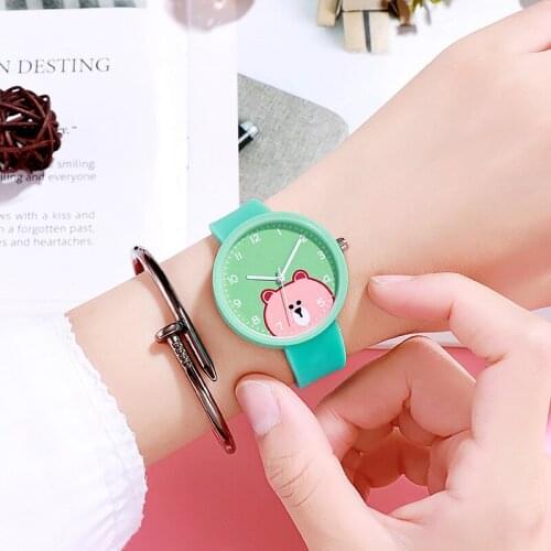 Children Watch for Girls Boys Kids Teens Cartoon Bear Silicone Strap Clock Wristwatch New Wrist Watch for Kids Reloj
