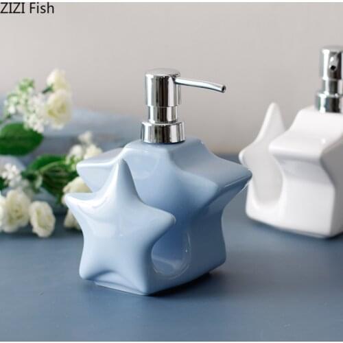 Solid Color Simplicity Bathroom Soap Dispenser Ceramic Lotion Bottle Fillable Hand Sanitizer Bottle Household Bathroom Products