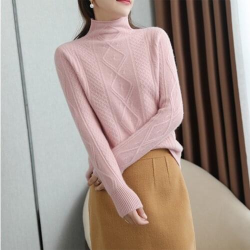 Wool Jumpers Women Thicker Sweaters 100% Pure Wool Knitted High Collar Soft and Best Quality Female Long Sleeve Pullovers