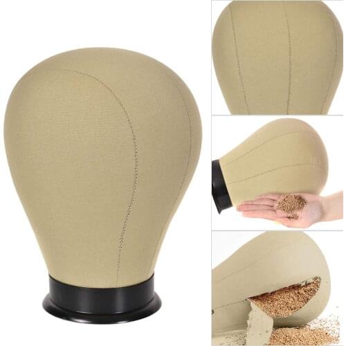 22'' Cork Canvas Block Head Mannequin Head Display Styling ruilong Mannequin Head with Stand with Mount Hole
