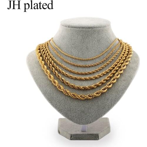 JHplated African fashion width 2 5 6 8mm length 45 50 60cm Men Gold color Necklaces Women give boy friends Jewelry Birthday Gift