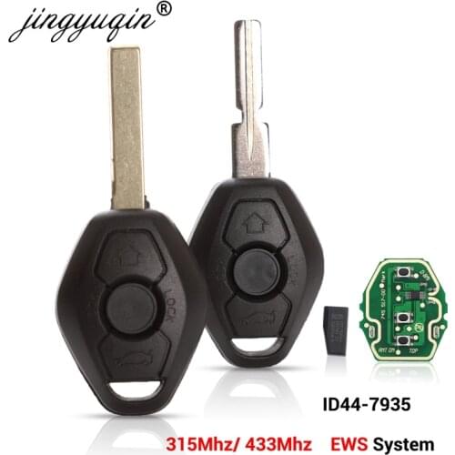 Jingyuqin EWS Sytem Car Remote Key for BMW E38 E39 E46 X3 X5 Z3 Z4 1/3/5/7 Series 315/433MHz ID44 Chip Keyless Entry Transmitter