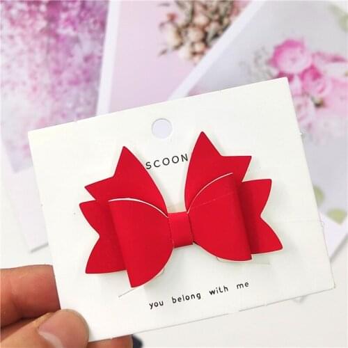 1PCS Lovely Red Leather Glitter 2.2 Inch Bow Elastic Hair Bands Hairpins Party Clips Barrettes Hair Accessories For Baby Girls