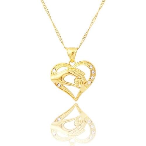Hot sale gold color Hand shape Fashion Crystal Necklaces Pendant For Women Free shipping