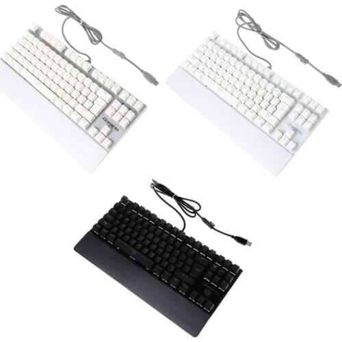 Mechanical Keyboard USB Wired Colorful LED Backlight 87 Keys Anti-Ghosting Gaming Accessories